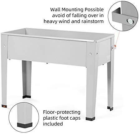 Grey galvanized steel elevated planter for herbs — photo 3