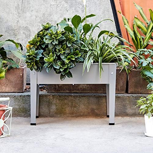 Grey galvanized steel elevated planter for herbs — photo 5