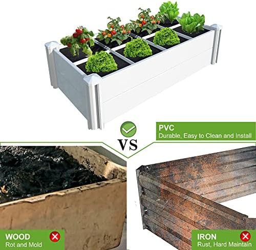 White vinyl garden bed with grow grid — photo 5