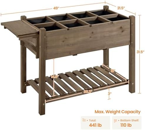 Dark brown wood standing herb garden planter — photo 3