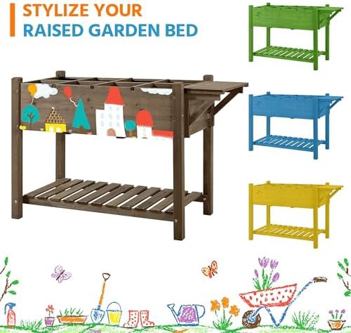 Dark brown wood standing herb garden planter — photo 4