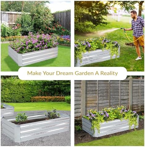 Silver rectangular galvanized steel garden box — photo 4
