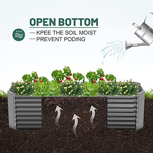 Grey eight foot galvanized steel garden bed — photo 3
