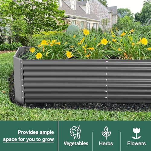 Grey eight foot galvanized steel garden bed — photo 4