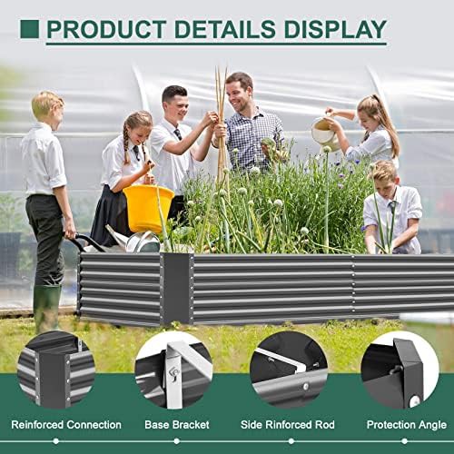 Grey eight foot galvanized steel garden bed — photo 5