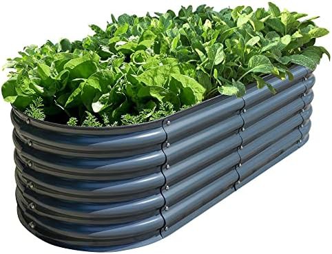 Tall grey modular galvanized garden bed