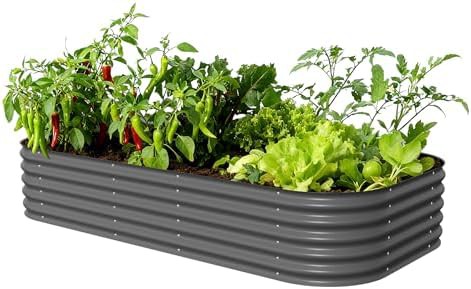 Jumbo modular metal garden bed modern gray