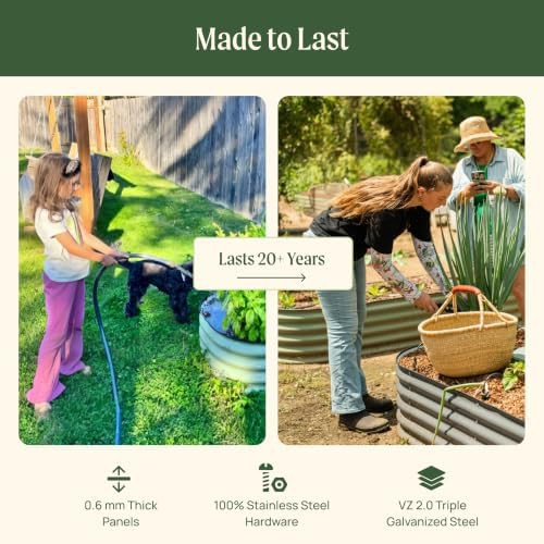Extra tall modular metal garden bed olive green — photo 4