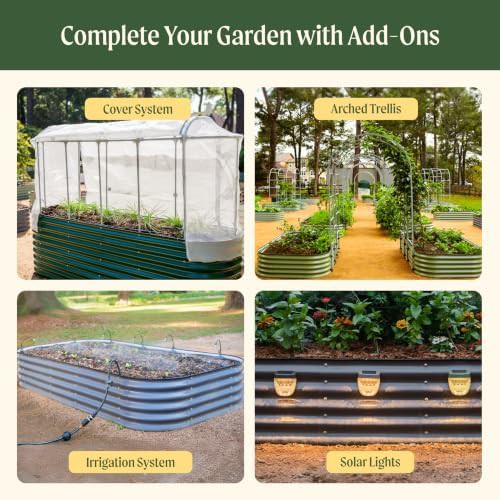 Extra tall modular metal garden bed olive green — photo 5