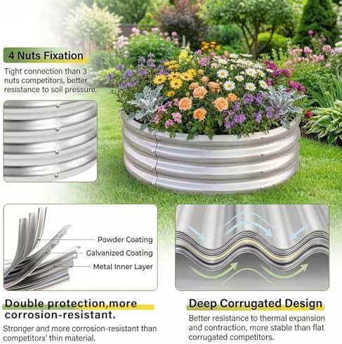 Round galvanized steel garden bed kit — photo 3