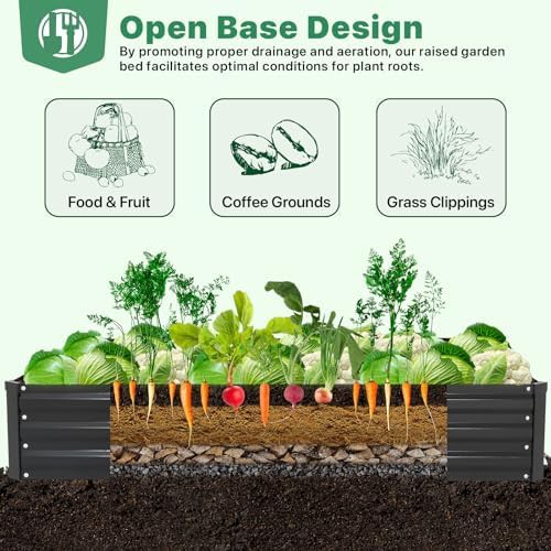 Black garden bed with tomato cages — photo 5