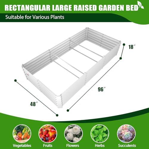 Large rectangular galvanized garden bed in antique white — photo 4
