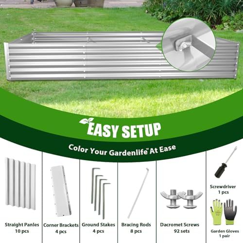 Large rectangular galvanized garden bed in antique white — photo 5