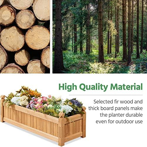 Rectangular wooden raised garden planter box — photo 4