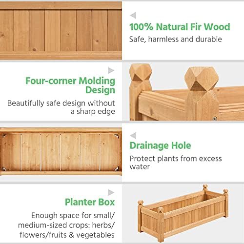 Rectangular wooden raised garden planter box — photo 5