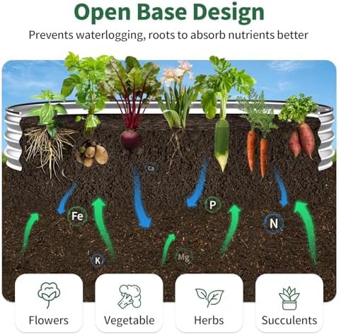 Silver oval open bottom garden bed — photo 4