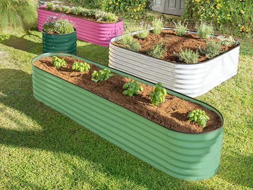 Modular light green galvanized garden bed 8x2 ft — photo 3