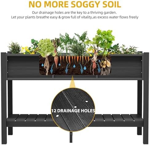 Elevated poly wood planter with storage shelf — photo 4