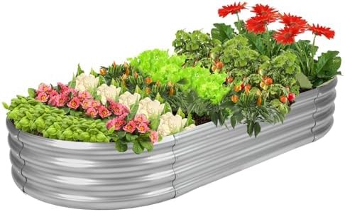 Silver oval galvanized six foot planter box