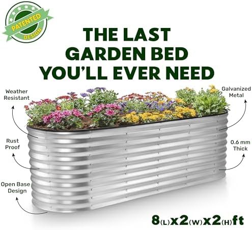 Silver tool-free galvanized garden bed 8x2x2 ft — photo 5