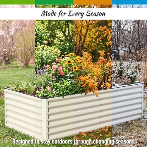 Beige white large steel planter box — photo 3