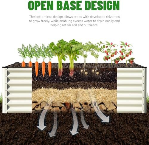 Beige white large steel planter box — photo 4