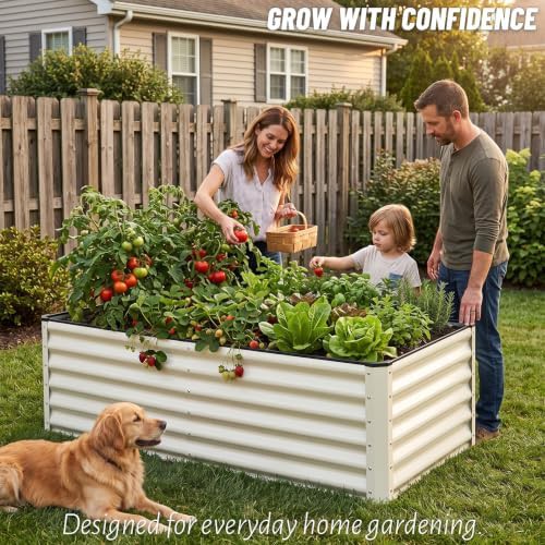 Beige white large steel planter box — photo 5