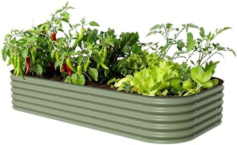 Jumbo modular metal garden bed olive green