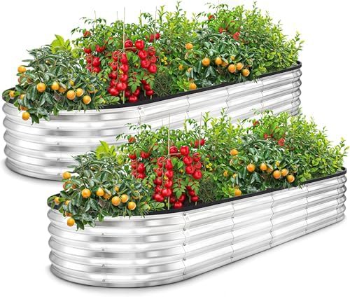 Six foot silver galvanized steel planters