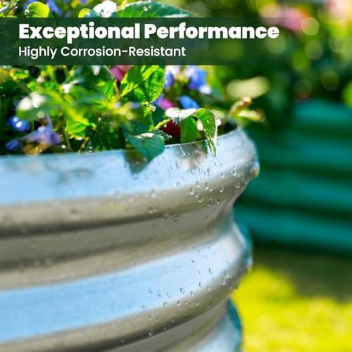 Two pack large oval galvanized planters — photo 5