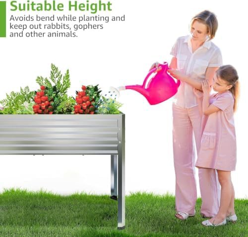 Elevated galvanized steel planter with legs — photo 3
