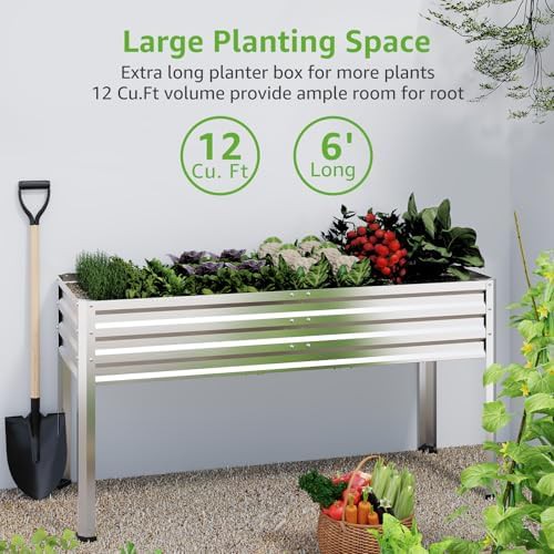 Elevated galvanized steel planter with legs — photo 4