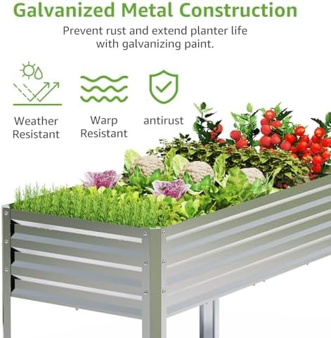 Elevated galvanized steel planter with legs — photo 5