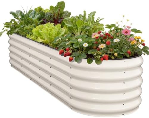 Round end galvanized garden bed 8x2 ft