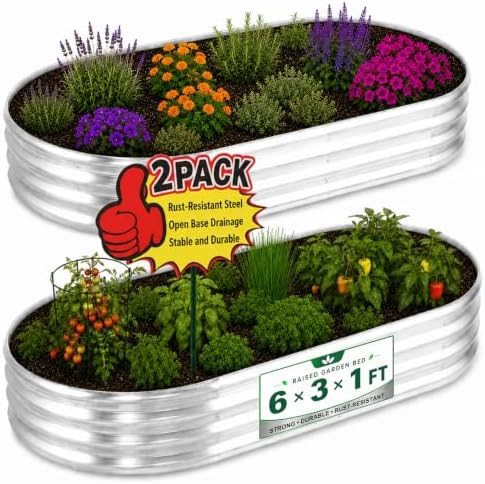 Six foot oval metal planter boxes