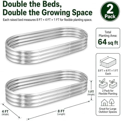 Large oval galvanized steel garden beds — photo 5