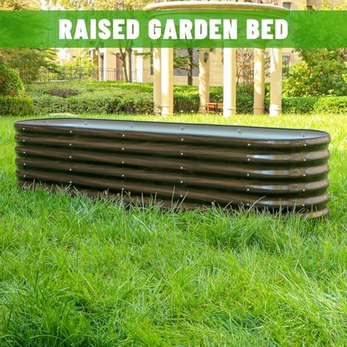 Brown oval steel planter with rods — photo 4