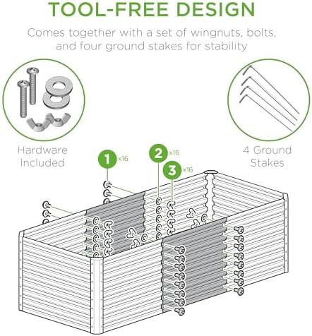 Sage green steel open bottom garden bed — photo 4