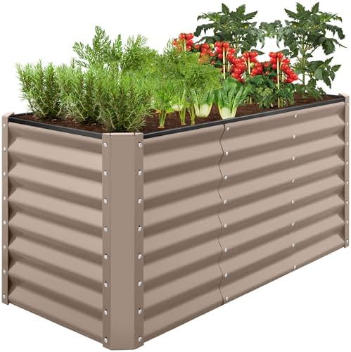 Taupe steel deep open bottom planter