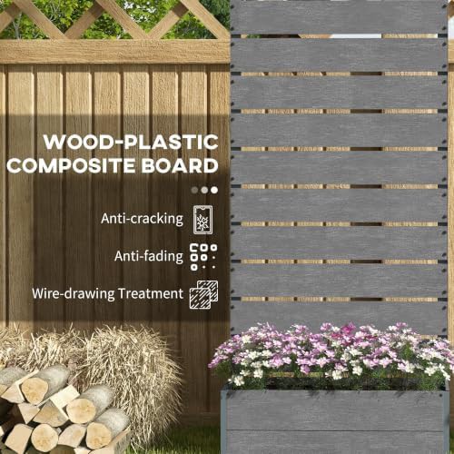 Grey wooden raised bed with integrated trellis — photo 4