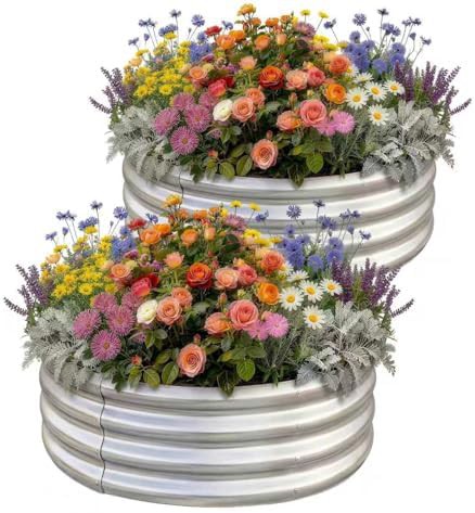 Round two pack of galvanized garden beds
