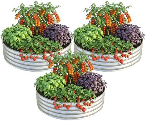 Round silver herb planter three pack
