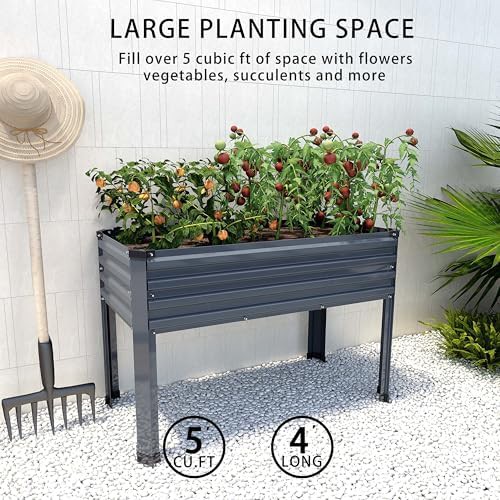 Grey elevated standing garden beds with legs — photo 5