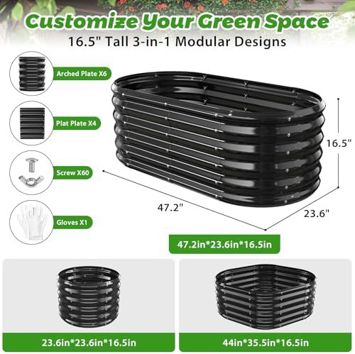 Black oval metal raised garden bed — photo 4