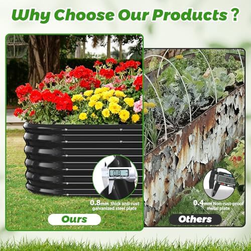 Black oval metal raised garden bed — photo 5