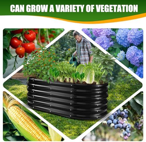 Oval black galvanized steel garden bed — photo 5