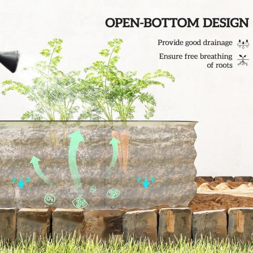 Narrow cream galvanized steel raised garden bed — photo 4
