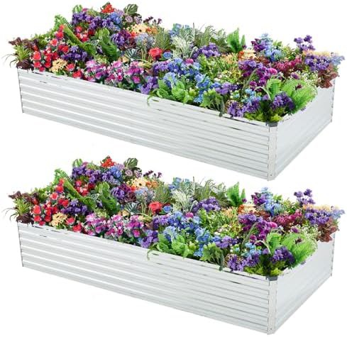 Silver metal six foot garden beds