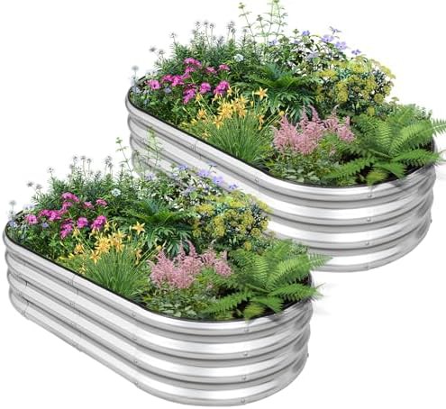 Silver galvanized steel four foot garden bed pair