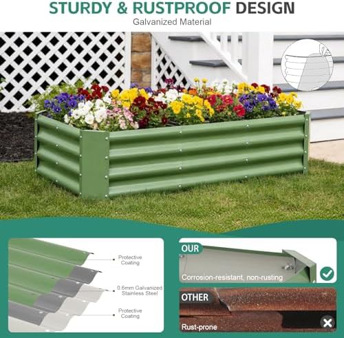 Green galvanized steel four foot garden bed — photo 4